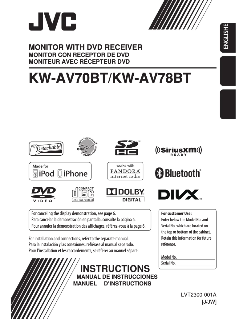 Image de la première page du manuel de l'appareil KW-AV70BT