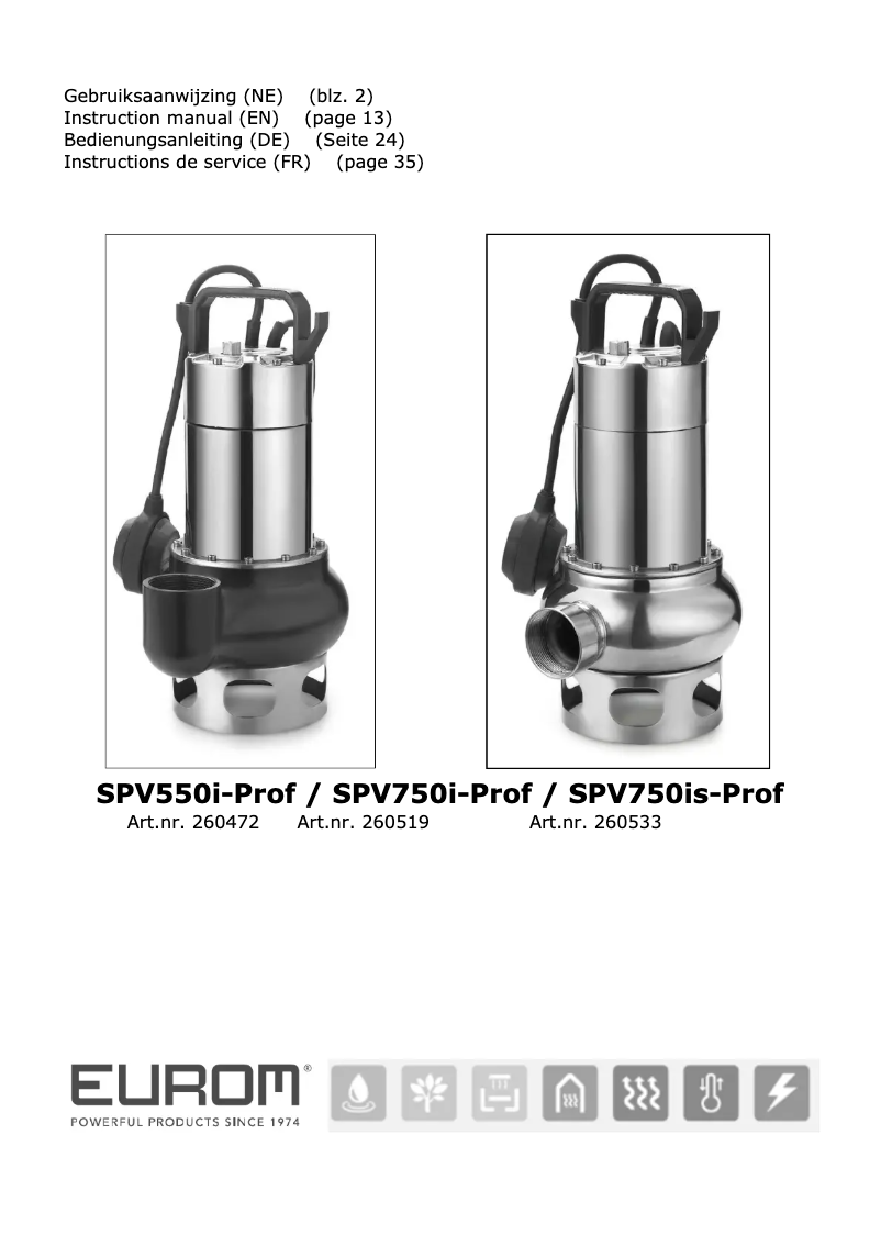 Page n°1 - Manuel utilisateur Eurom SPV550i prof