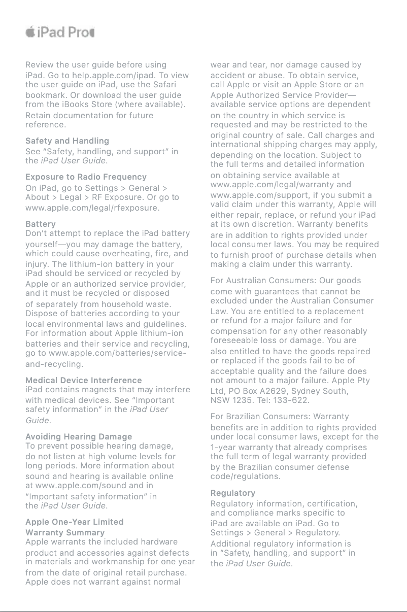 Page n°1 - Manuel utilisateur Apple iPad Pro