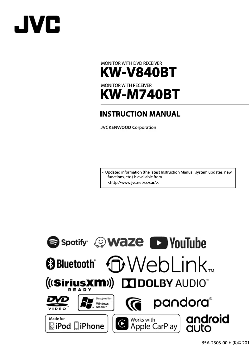 Page n°1 - Manuel utilisateur JVC KW-M740BT