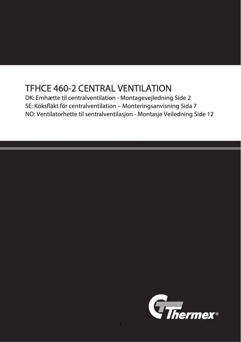 Page 1 de la notice Guide d'installation Thermex Central TFHCE 460 II