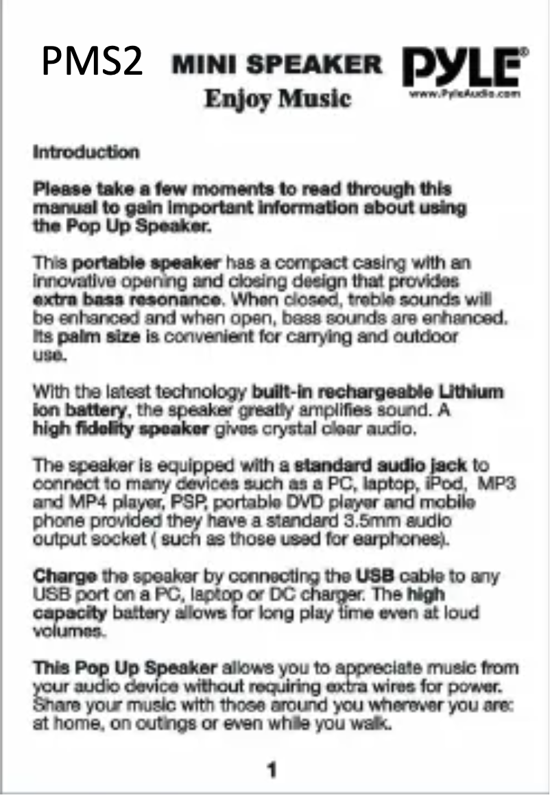 Image de la première page du manuel de l'appareil PMS2B