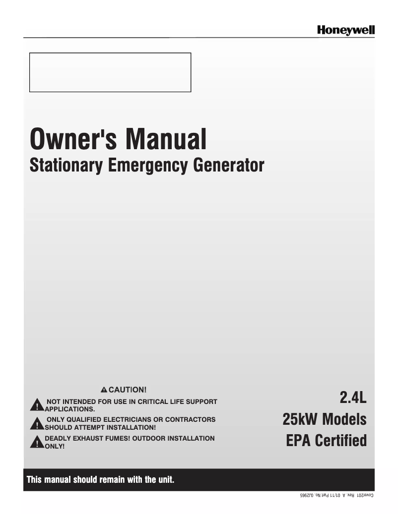 Page n°1 - Manuel utilisateur Honeywell HT02524ANAX