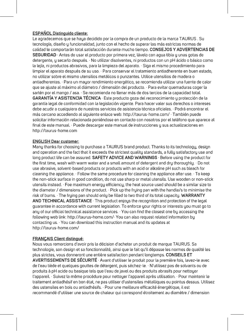 Page 1 de la notice Manuel utilisateur Taurus Best Moments 22