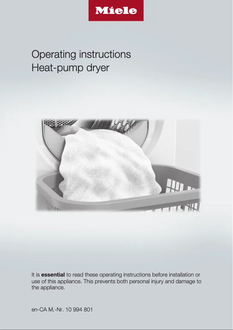 Page n°1 - Manuel utilisateur Miele TWB 120 WP