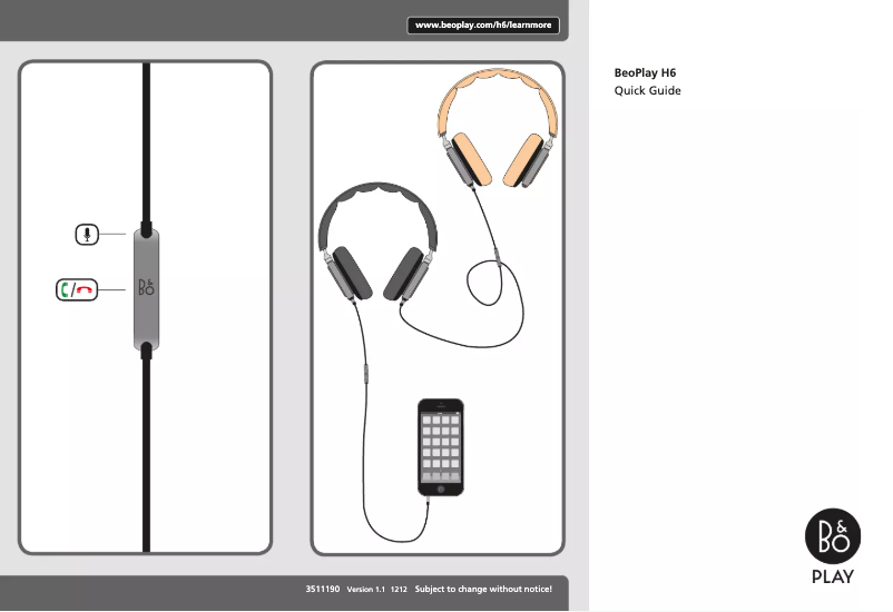 Image de la première page du manuel de l'appareil BeoPlay H6