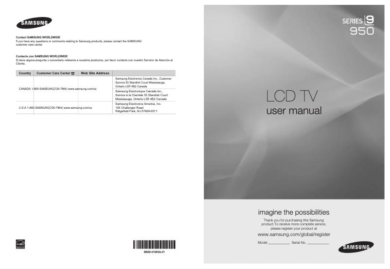 Page n°1 - Manuel utilisateur Samsung LN55A950D1F