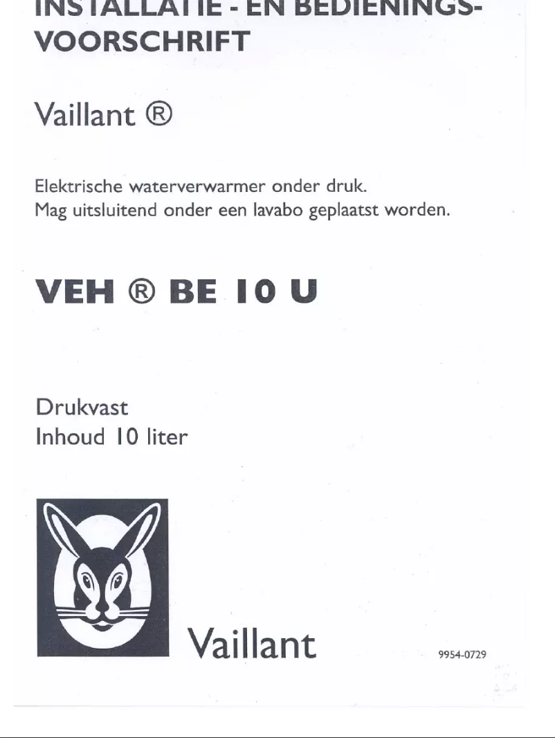 Page 1 de la notice Manuel utilisateur Vaillant VEH 10