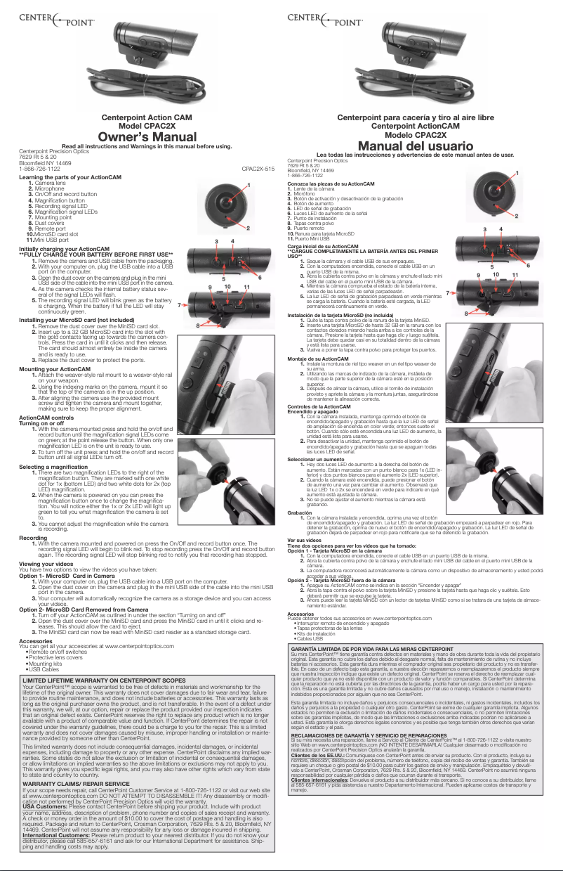 Image de la première page du manuel de l'appareil CPAC2X