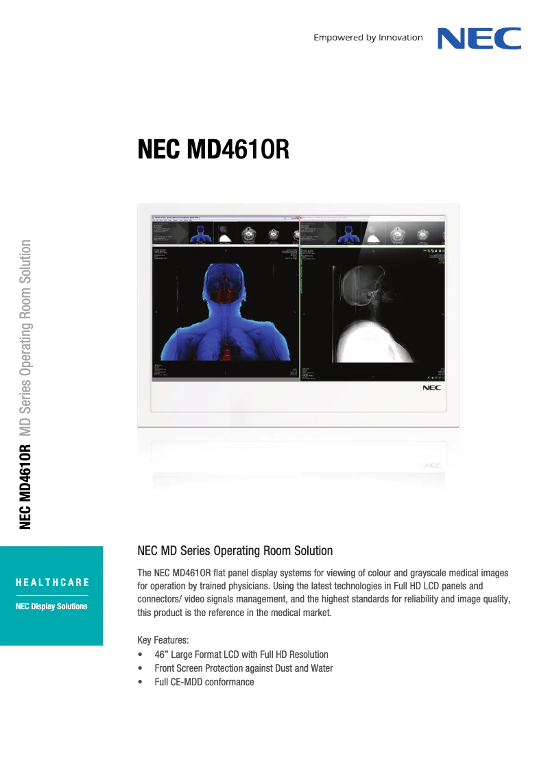 Page 1 de la notice Fiche technique NEC MD461 OR