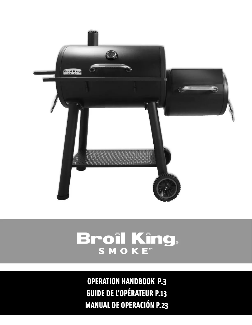 Image de la première page du manuel de l'appareil Smoke Offset Charcoal Smoker