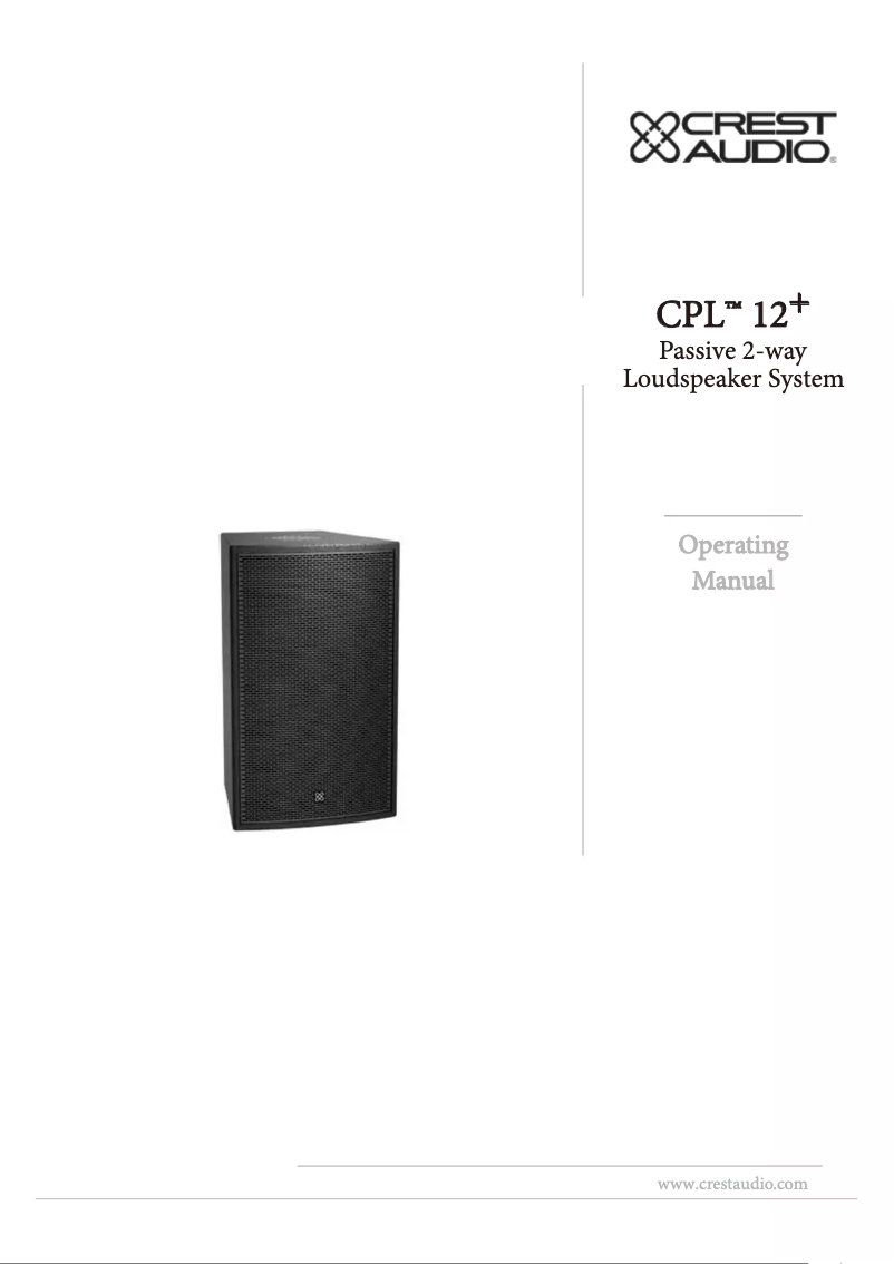 Page n°1 - Manuel utilisateur Crest Audio CPL 12+