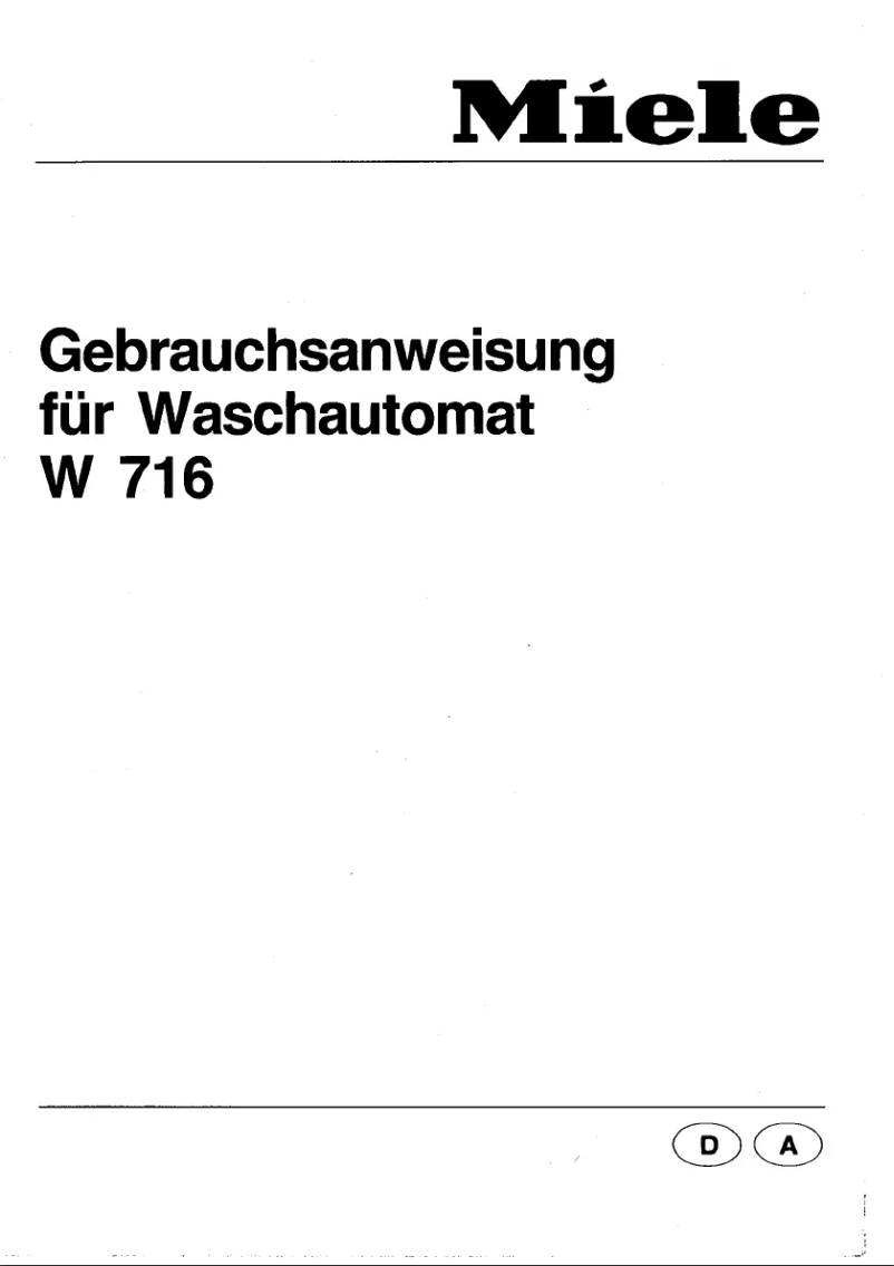 Page n°1 - Manuel utilisateur Miele W 716