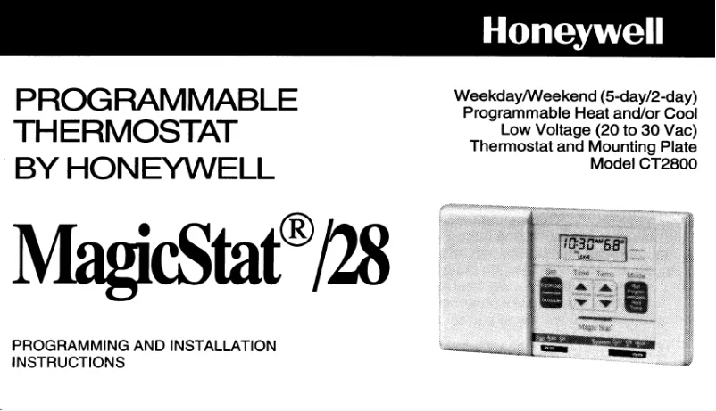 Page 1 de la notice Manuel utilisateur Honeywell MagicStat 28