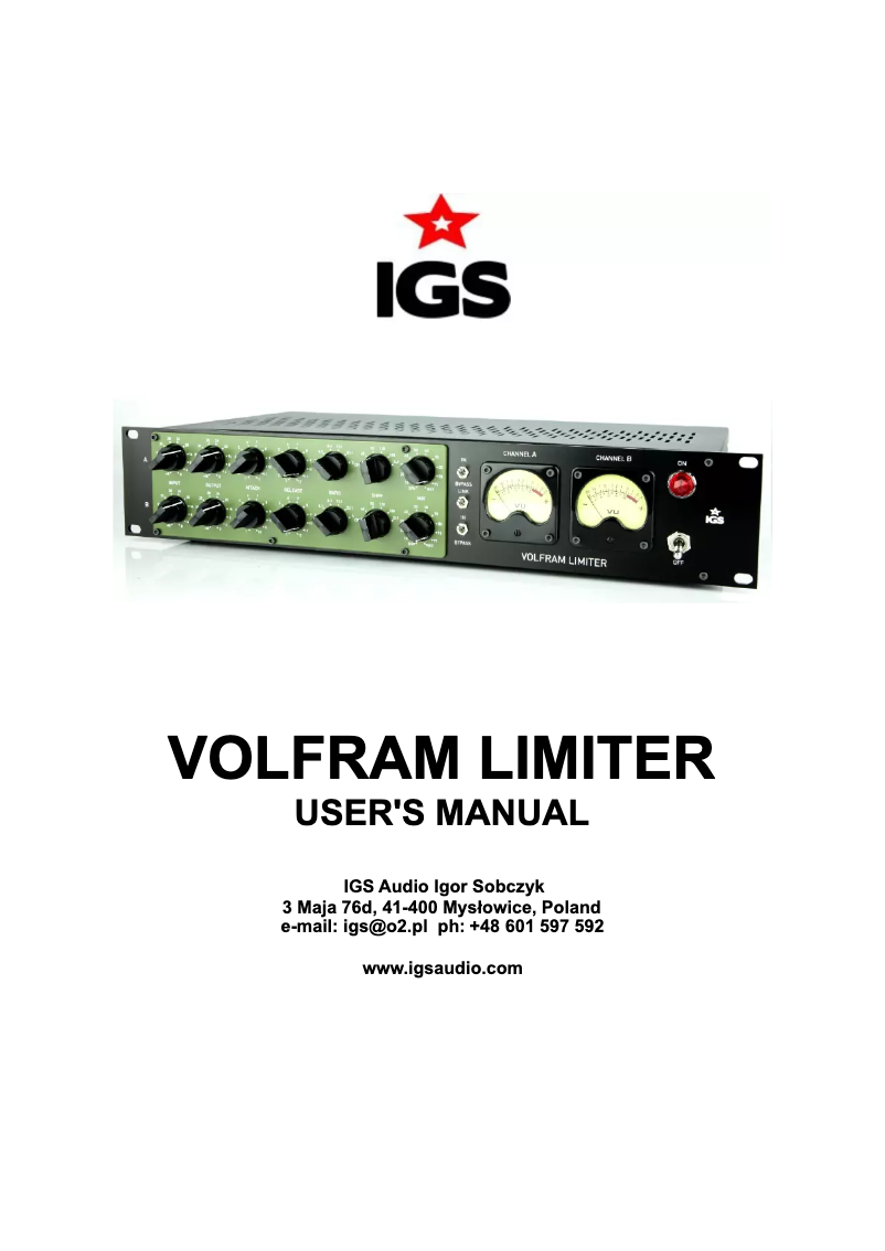 Page n°1 - Manuel utilisateur IGS Audio Volfram Limiter