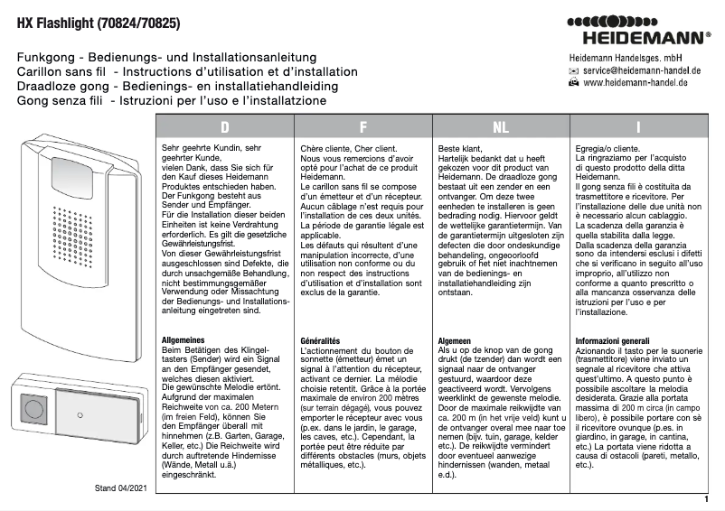 Página 1 del manual Manual de usuario Heidemann HX Flash 70284
