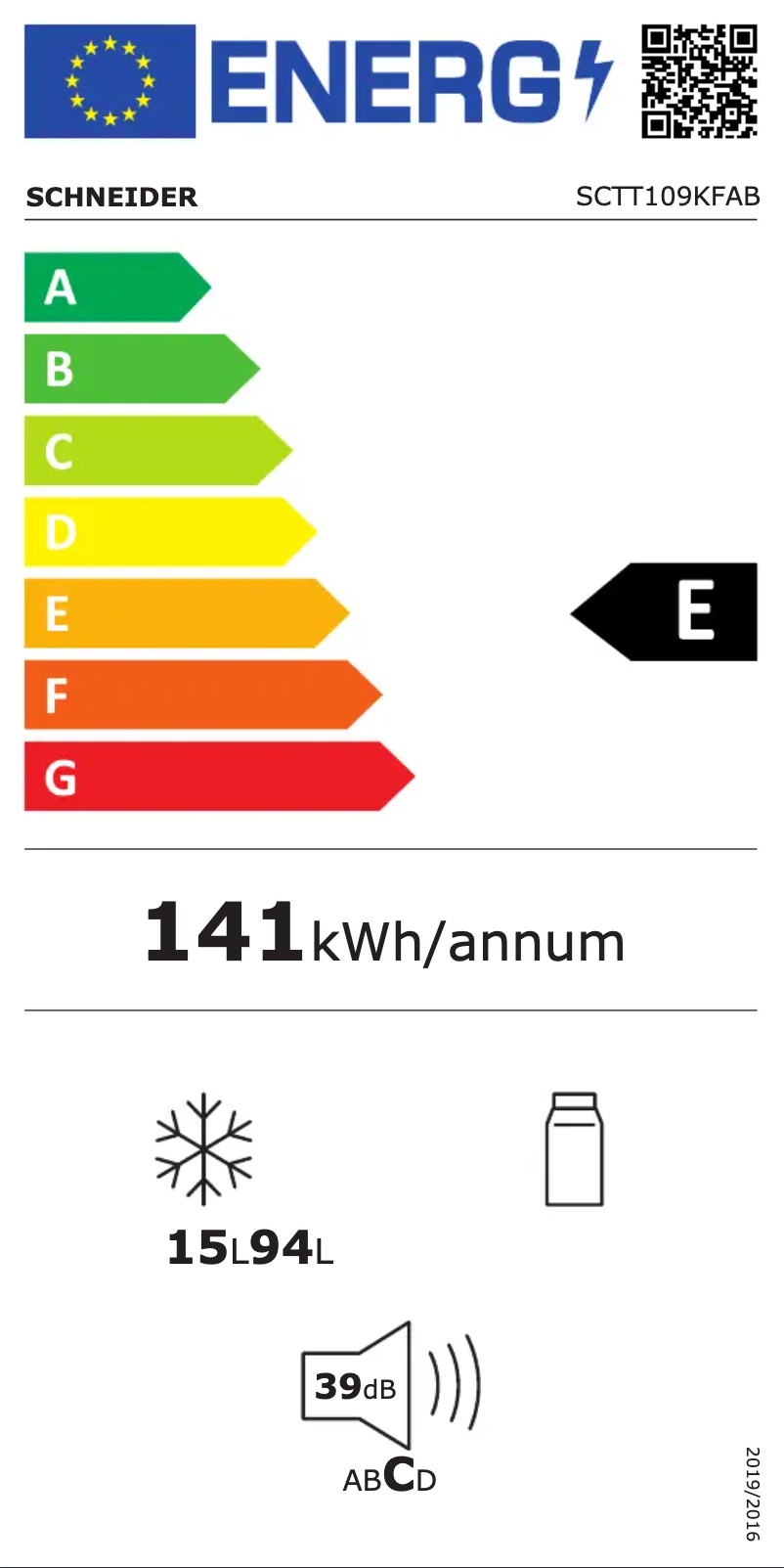 Page n°1 - Label énergétique Schneider SCTT109KFAB