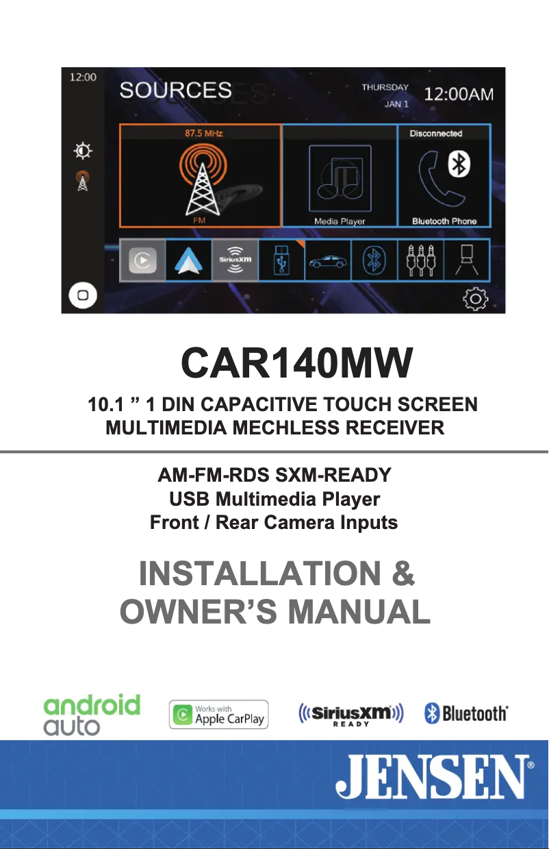 Image de la première page du manuel de l'appareil CAR140MW