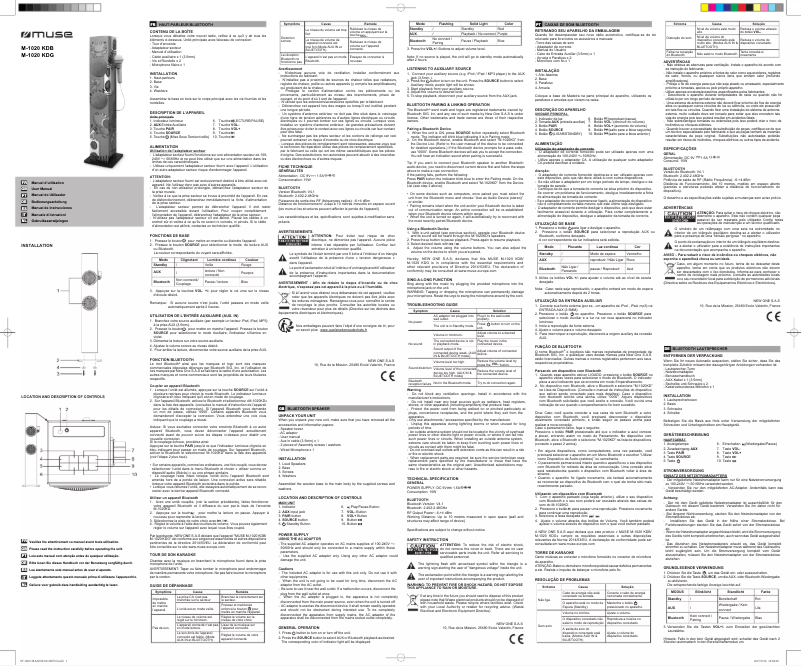 Page 1 de la notice Manuel utilisateur Muse M-1020 KDB