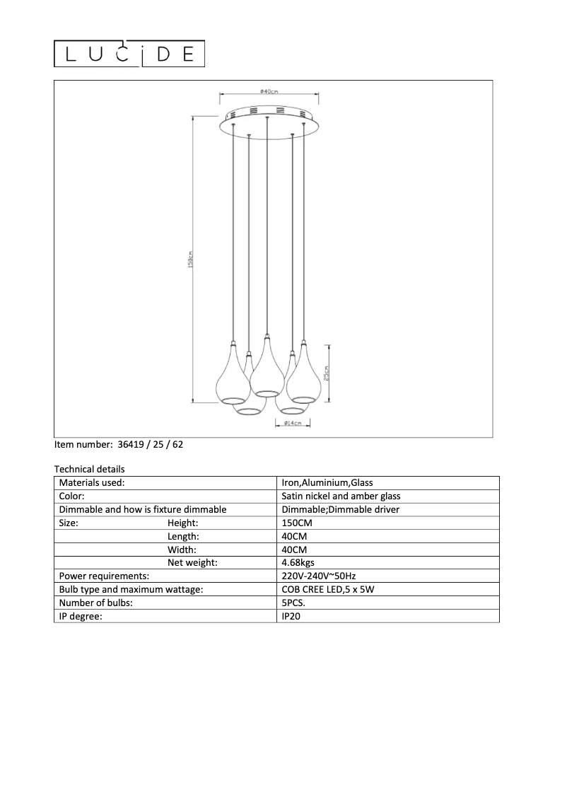 Page n°1 - Manuel utilisateur Lucide Jarich led 36419/25/62