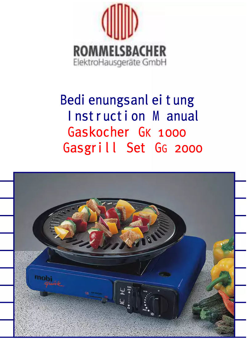 Page 1 de la notice Manuel utilisateur Rommelsbacher GK 1000