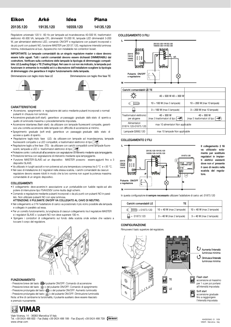 Page 1 de la notice Manuel utilisateur Vimar 14135.120