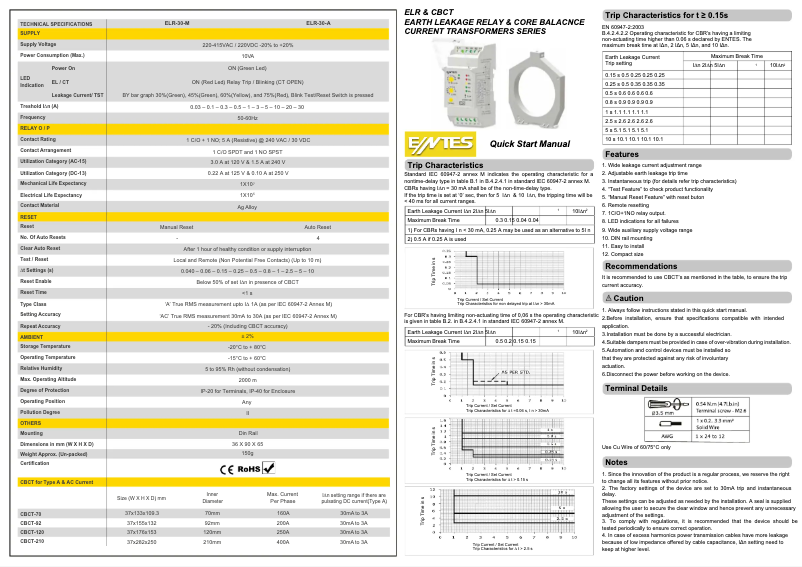 Page 1 de la notice Guide de démarrage rapide ENTES ELR-30-M