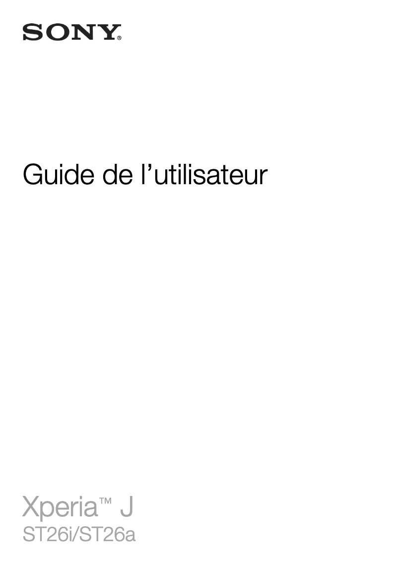 Page 1 de la notice Manuel utilisateur Sony Ericsson Xperia J