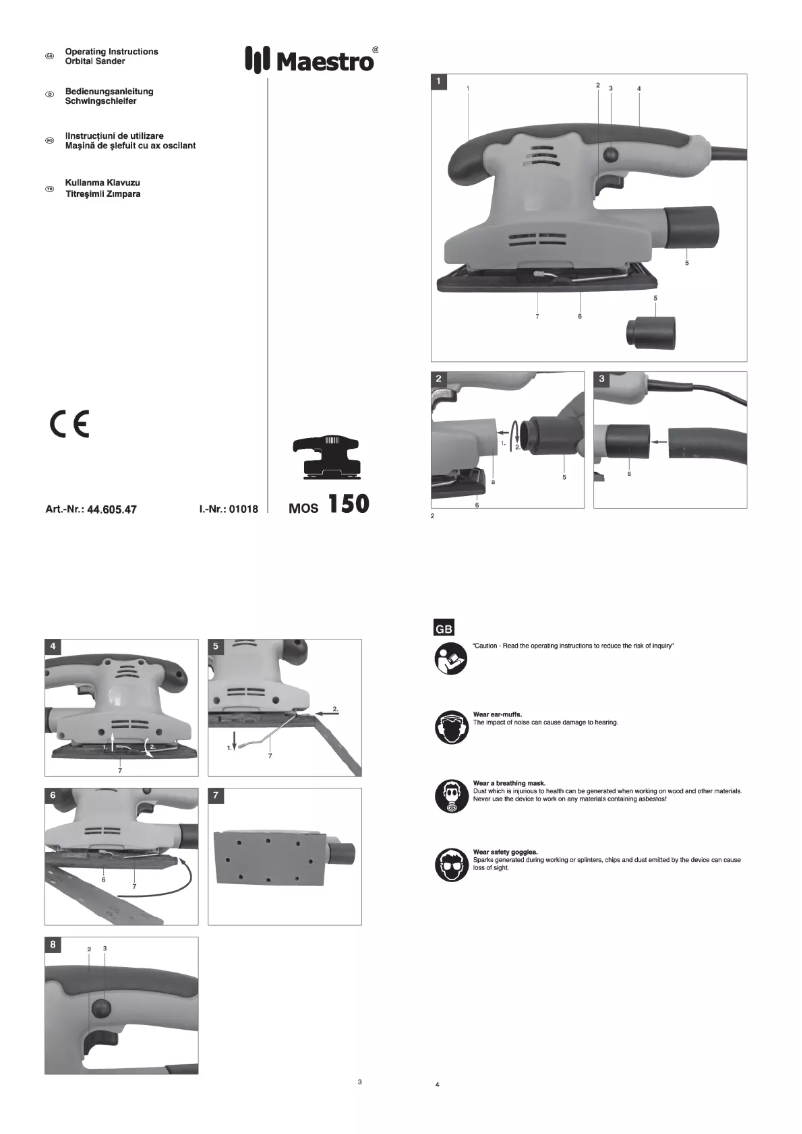 Image de la première page du manuel de l'appareil MOS 150