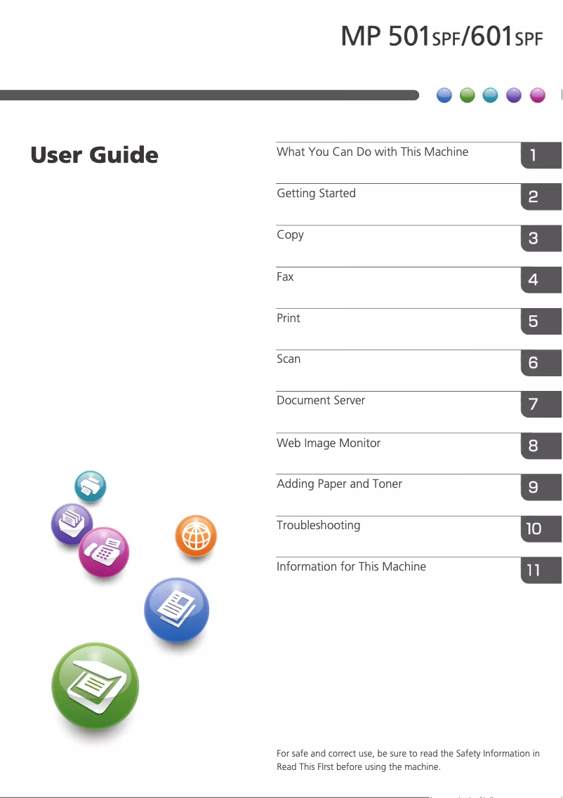 Página 1 del manual Manual de usuario Ricoh MP 501SPFTL