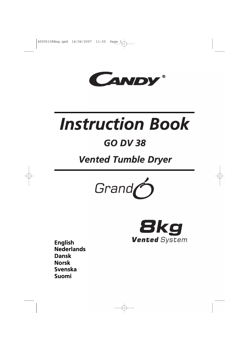 First page image of the manual for GO DV 28