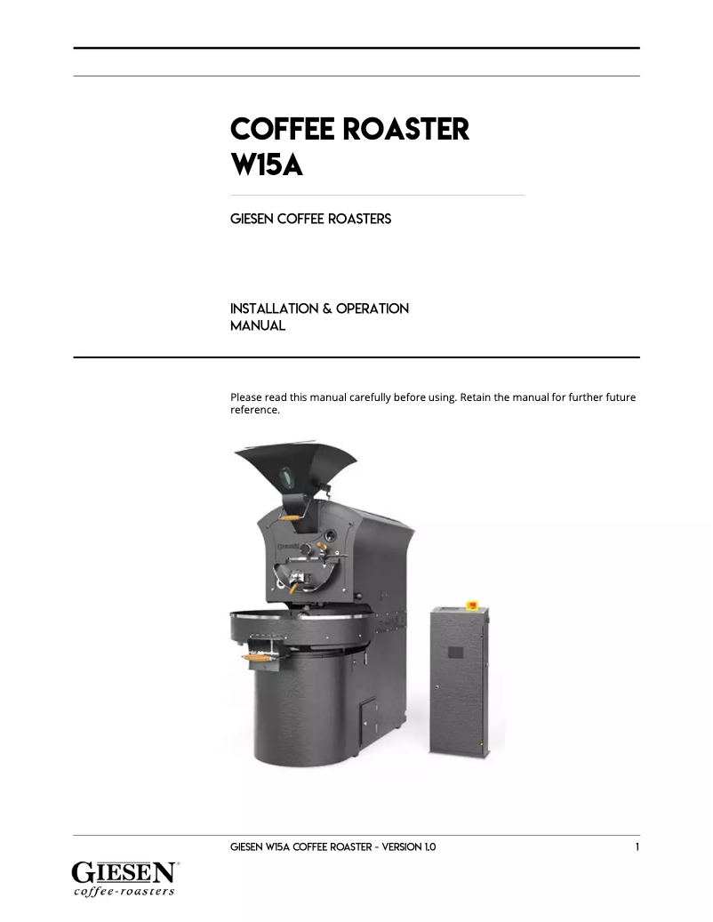Page n°1 - Manuel utilisateur Giesen Coffee Roasters W15A