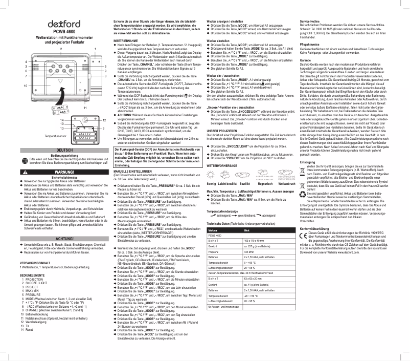 Page 1 de la notice Manuel utilisateur Dexford PCWS 4600