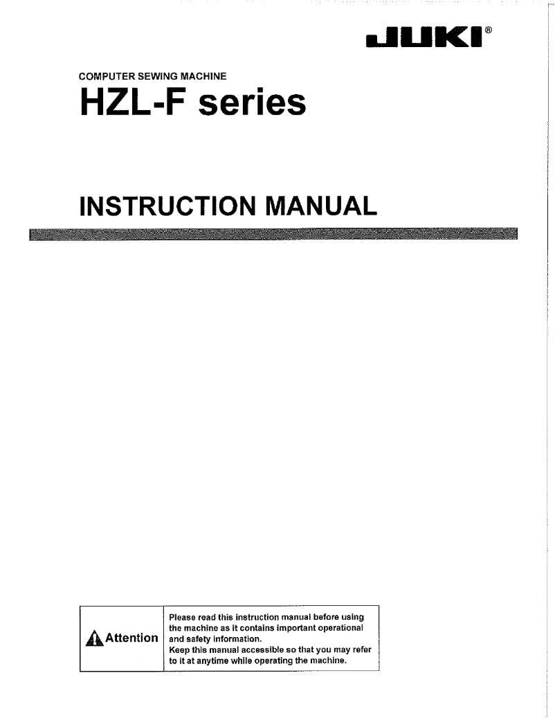 Page n°1 - Manuel utilisateur Juki F400 Quilt and Pro