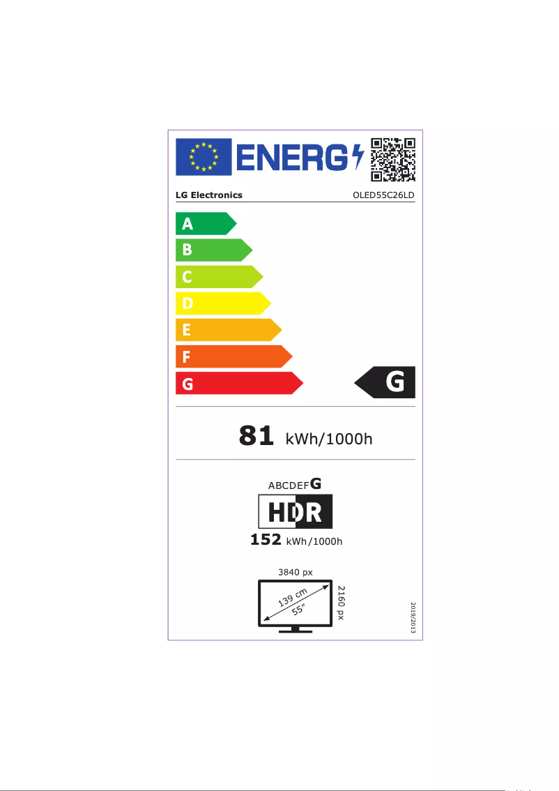 Página 1 del manual Etiqueta energética LG OLED55C26LD