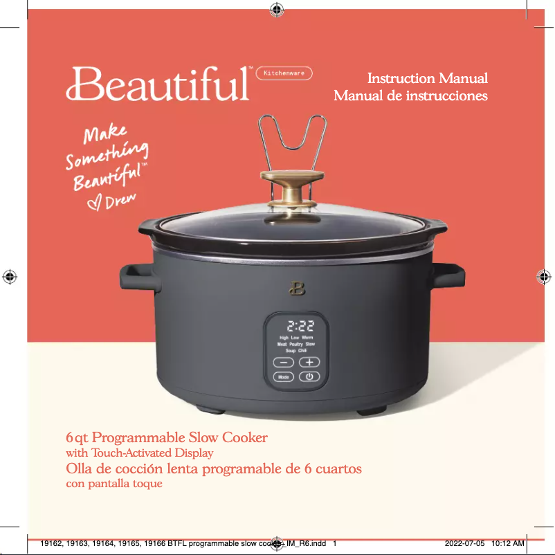 Page n°1 - Manuel utilisateur Beautiful 6 qt Programmable Slow Cooker