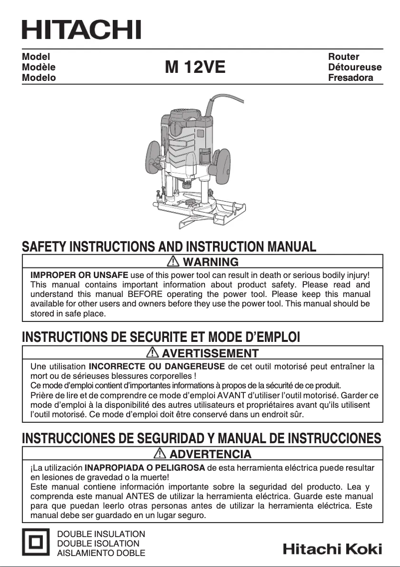 Page n°1 - Manuel utilisateur Hitachi M12VE