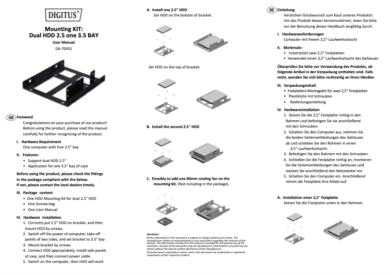 Página 1 del manual Manual de usuario Digitus DA-70431