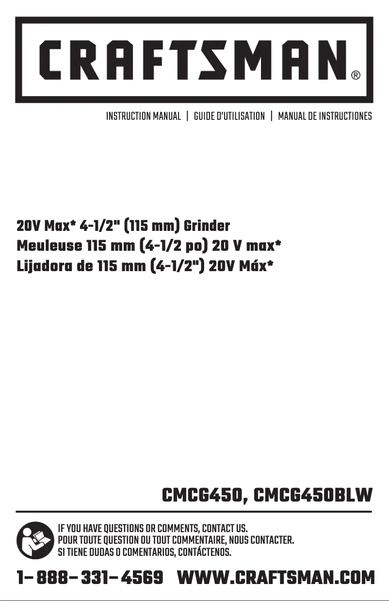 Page 1 de la notice Manuel utilisateur Craftsman CMCG450B