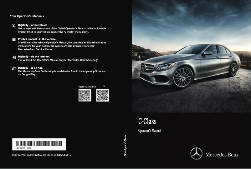 Image de la première page du manuel de l'appareil C-Class Sedan (2016)