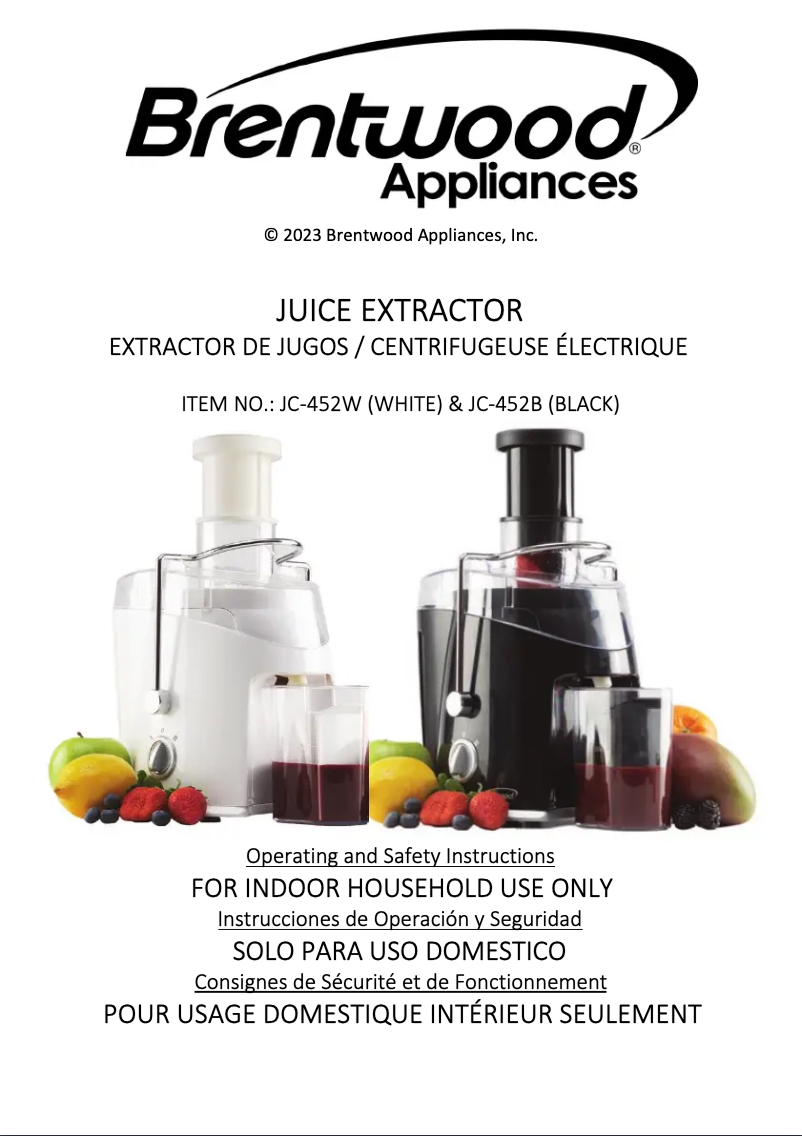 Page n°1 - Manuel utilisateur Brentwood JC-452B