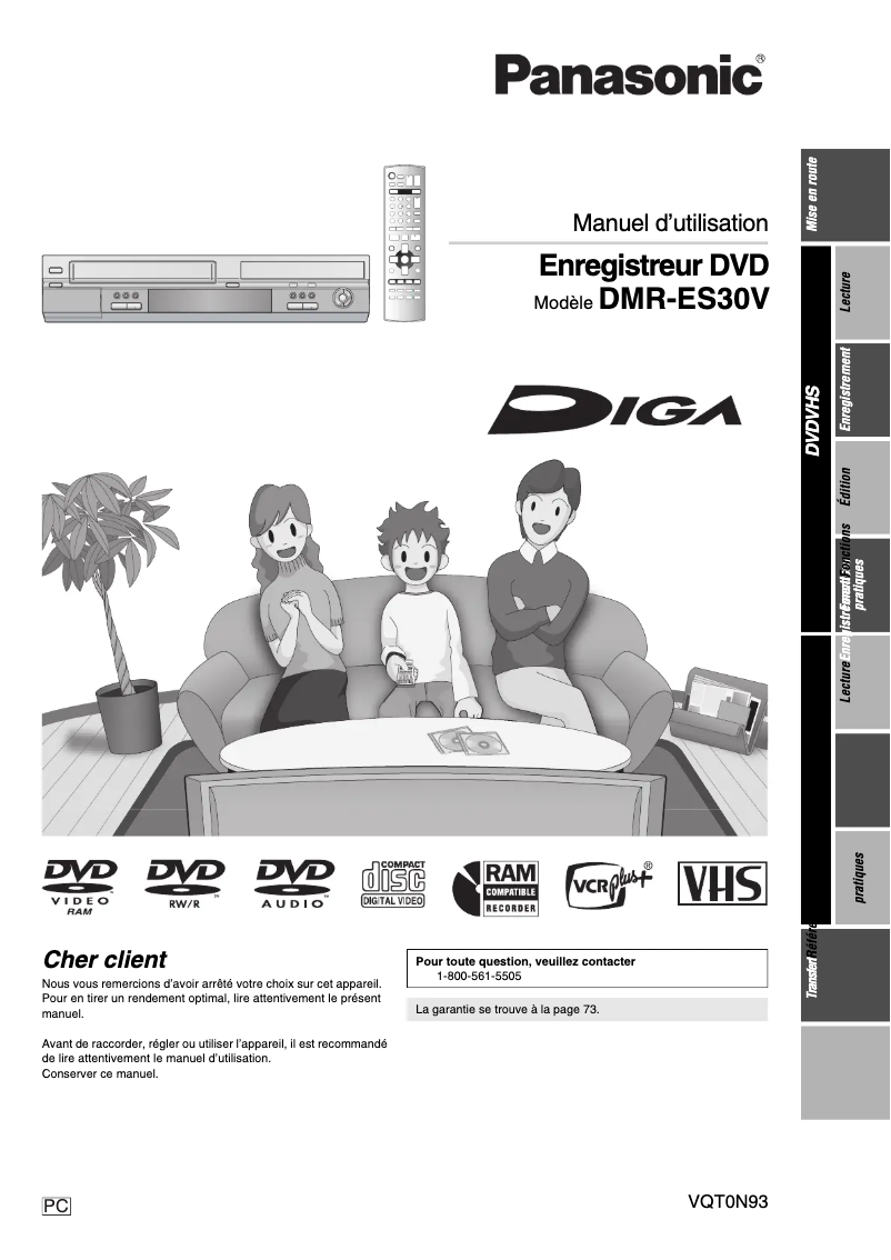 Image de la première page du manuel de l'appareil DMR-ES30