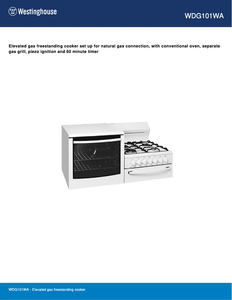 Page n°1 - Fiche technique Westinghouse WDG101WA