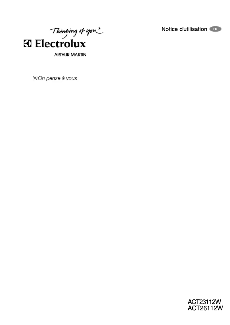 Page 1 de la notice Manuel utilisateur Arthur Martin-Electrolux ACT 26112 W