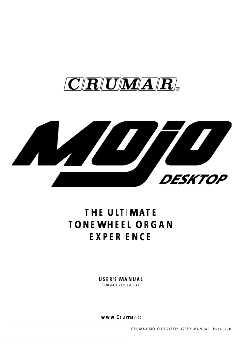 Page n°1 - Manuel utilisateur Crumar Mojo Desktop
