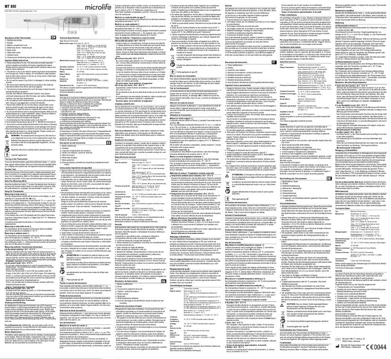 Página 1 del manual Manual de usuario Microlife MT 850