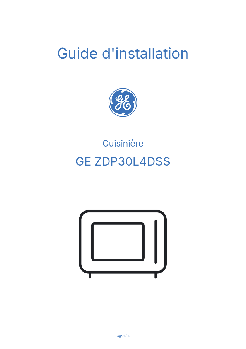 Image de la première page du manuel de l'appareil ZDP30L4DSS
