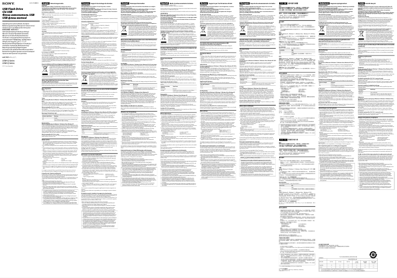 Page 1 de la notice Manuel utilisateur Sony USM16GQ