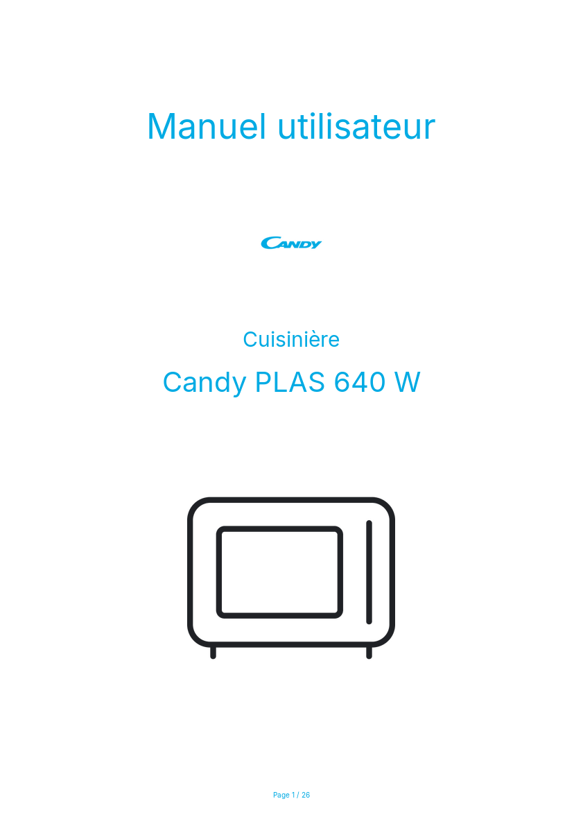 Page n°1 - Manuel utilisateur Candy PLAS 640 W