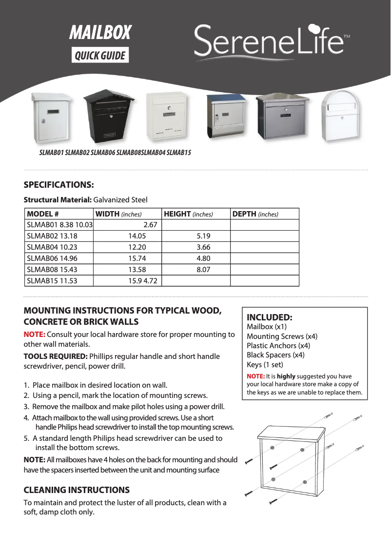 Page 1 de la notice Manuel utilisateur SereneLife AZSLMAB02